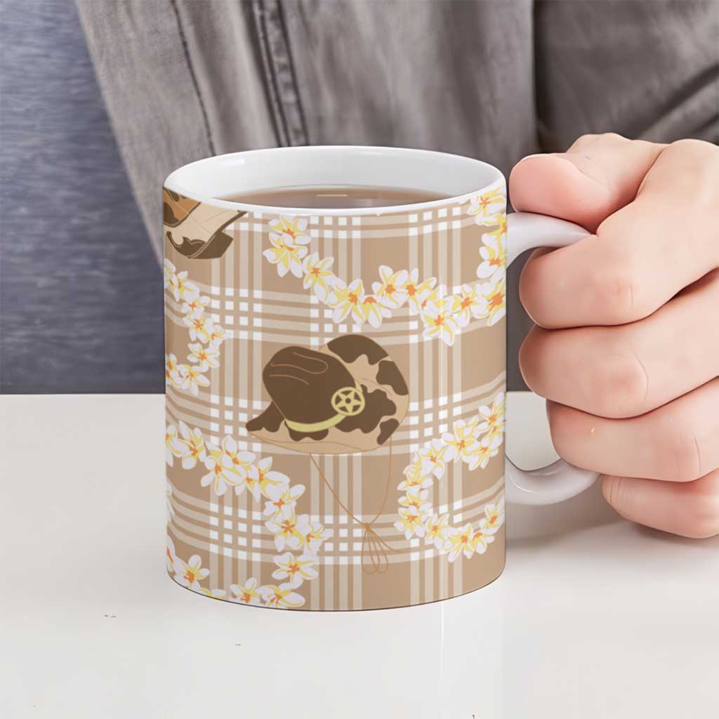 Aloha Hawaii Paniolo Khaki Palaka Ceramic Mug Coastal Rodeo LT7 - Polynesian Pride