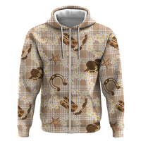 Aloha Hawaii Paniolo Khaki Palaka Hoodie Coastal Rodeo LT7 Zip Hoodie Khaki - Polynesian Pride