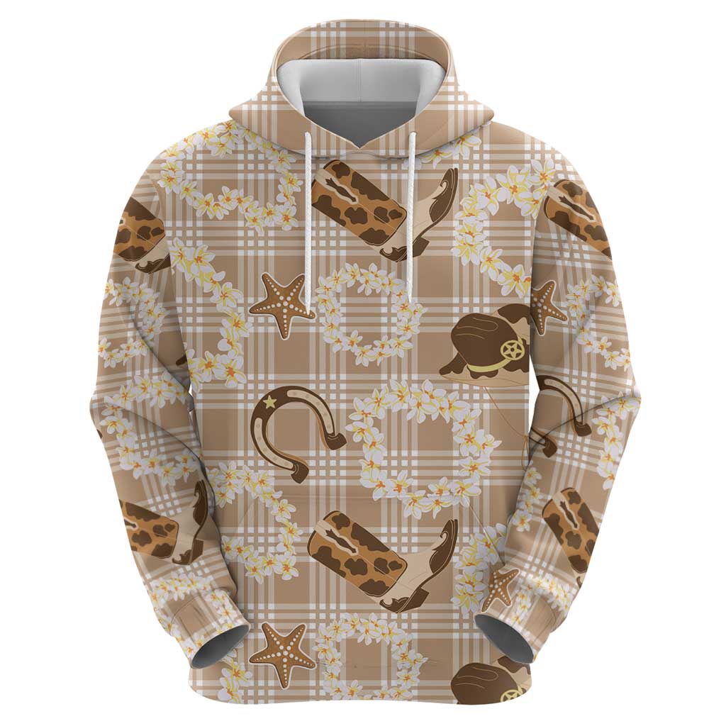 Aloha Hawaii Paniolo Khaki Palaka Hoodie Coastal Rodeo LT7 - Polynesian Pride