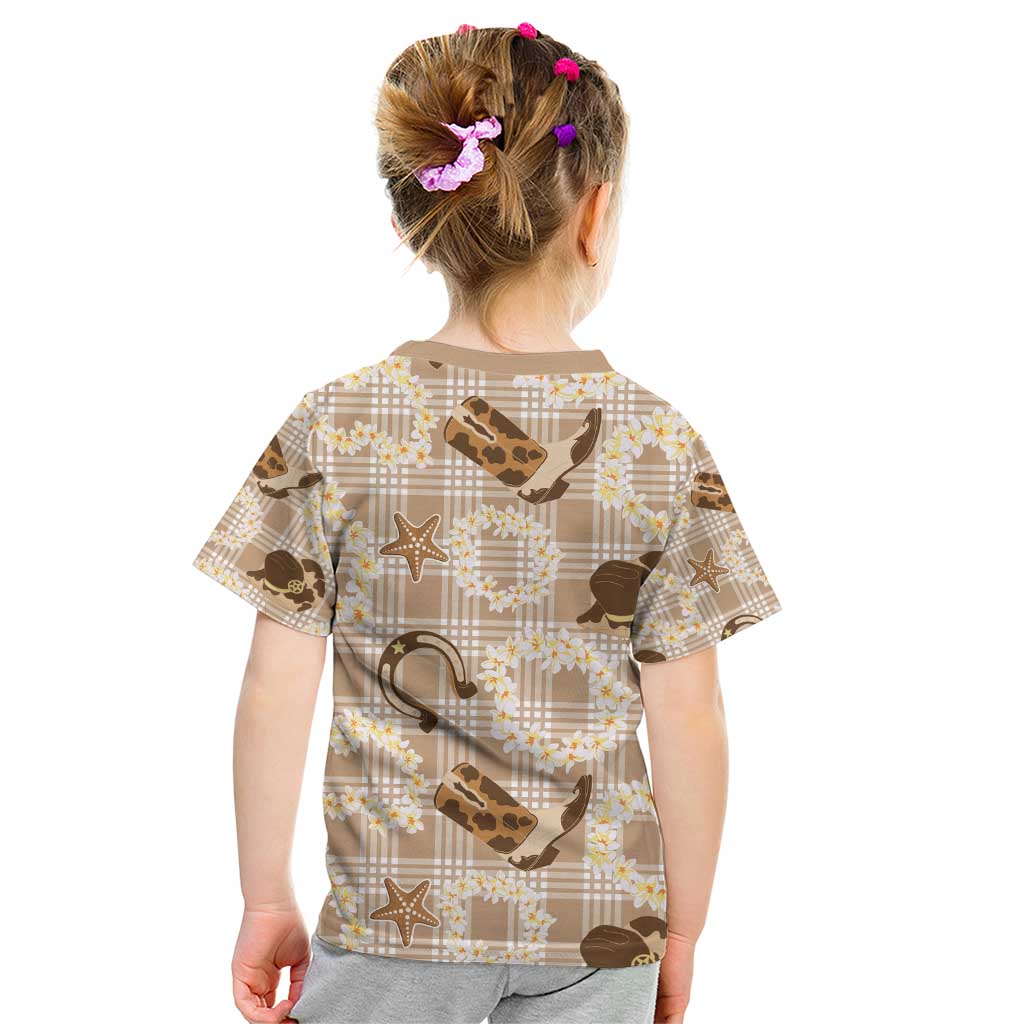 Aloha Hawaii Paniolo Khaki Palaka Kid T Shirt Coastal Rodeo LT7 - Polynesian Pride