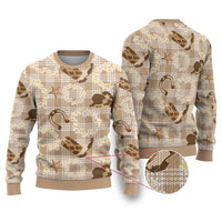 Aloha Hawaii Paniolo Khaki Palaka Ugly Christmas Sweater Coastal Rodeo LT7 Khaki - Polynesian Pride
