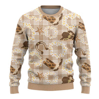 Aloha Hawaii Paniolo Khaki Palaka Ugly Christmas Sweater Coastal Rodeo LT7 - Polynesian Pride
