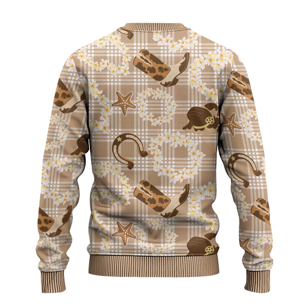 Aloha Hawaii Paniolo Khaki Palaka Ugly Christmas Sweater Coastal Rodeo LT7 - Polynesian Pride