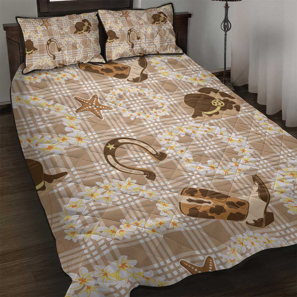 Aloha Hawaii Paniolo Khaki Palaka Quilt Bed Set Coastal Rodeo LT7 Khaki - Polynesian Pride