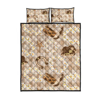 Aloha Hawaii Paniolo Khaki Palaka Quilt Bed Set Coastal Rodeo LT7 - Polynesian Pride