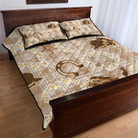 Aloha Hawaii Paniolo Khaki Palaka Quilt Bed Set Coastal Rodeo LT7 - Polynesian Pride