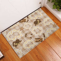 Aloha Hawaii Paniolo Khaki Palaka Rubber Doormat Coastal Rodeo LT7 - Polynesian Pride