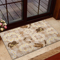 Aloha Hawaii Paniolo Khaki Palaka Rubber Doormat Coastal Rodeo LT7 - Polynesian Pride