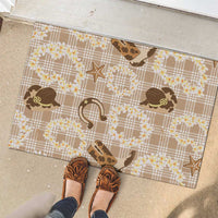 Aloha Hawaii Paniolo Khaki Palaka Rubber Doormat Coastal Rodeo LT7 - Polynesian Pride