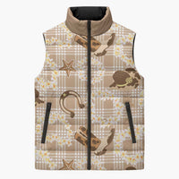 Aloha Hawaii Paniolo Khaki Palaka Sleeveless Puffer Jacket Coastal Rodeo LT7 Unisex Khaki - Polynesian Pride