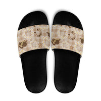 Aloha Hawaii Paniolo Khaki Palaka Slide Sandals Coastal Rodeo LT7 Khaki - Polynesian Pride