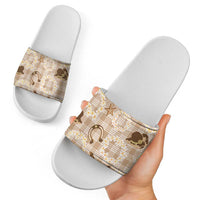 Aloha Hawaii Paniolo Khaki Palaka Slide Sandals Coastal Rodeo LT7 - Polynesian Pride