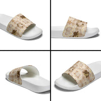 Aloha Hawaii Paniolo Khaki Palaka Slide Sandals Coastal Rodeo LT7 - Polynesian Pride