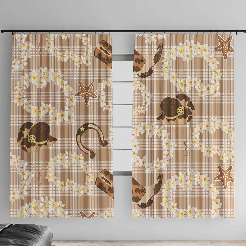 Aloha Hawaii Paniolo Khaki Palaka Window Curtain Coastal Rodeo LT7 With Hooks Khaki - Polynesian Pride