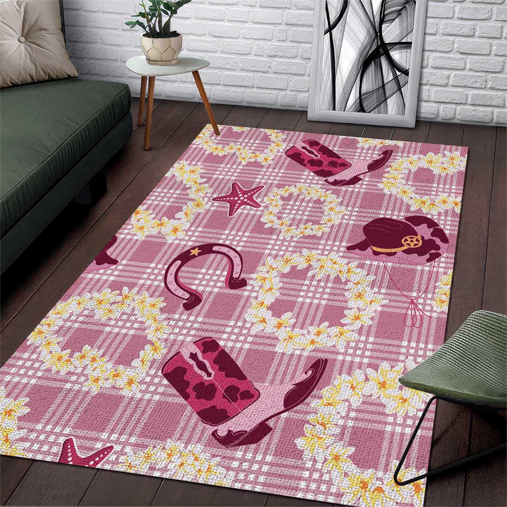 Aloha Hawaii Paniolo Lokelani Rose Palaka Area Rug Coastal Rodeo LT7 Rose Pink - Polynesian Pride