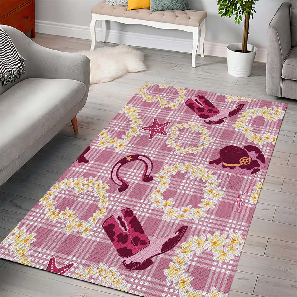 Aloha Hawaii Paniolo Lokelani Rose Palaka Area Rug Coastal Rodeo LT7 - Polynesian Pride