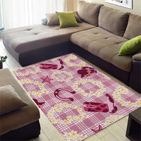 Aloha Hawaii Paniolo Lokelani Rose Palaka Area Rug Coastal Rodeo LT7 - Polynesian Pride