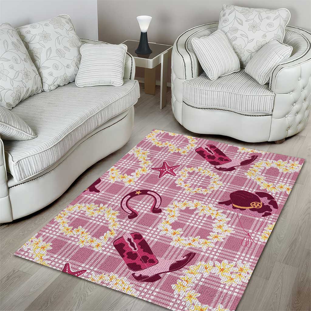 Aloha Hawaii Paniolo Lokelani Rose Palaka Area Rug Coastal Rodeo LT7 - Polynesian Pride