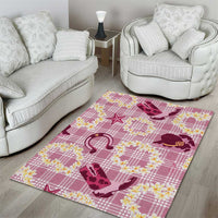 Aloha Hawaii Paniolo Lokelani Rose Palaka Area Rug Coastal Rodeo LT7 - Polynesian Pride