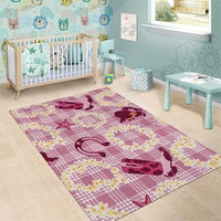 Aloha Hawaii Paniolo Lokelani Rose Palaka Area Rug Coastal Rodeo LT7 - Polynesian Pride