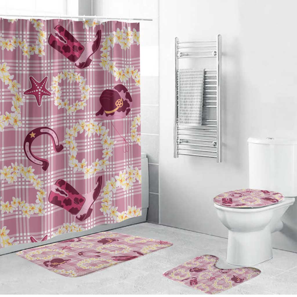 Aloha Hawaii Paniolo Lokelani Rose Palaka Bathroom Set Coastal Rodeo LT7 Bathroom Set (4 pcs) Rose Pink - Polynesian Pride