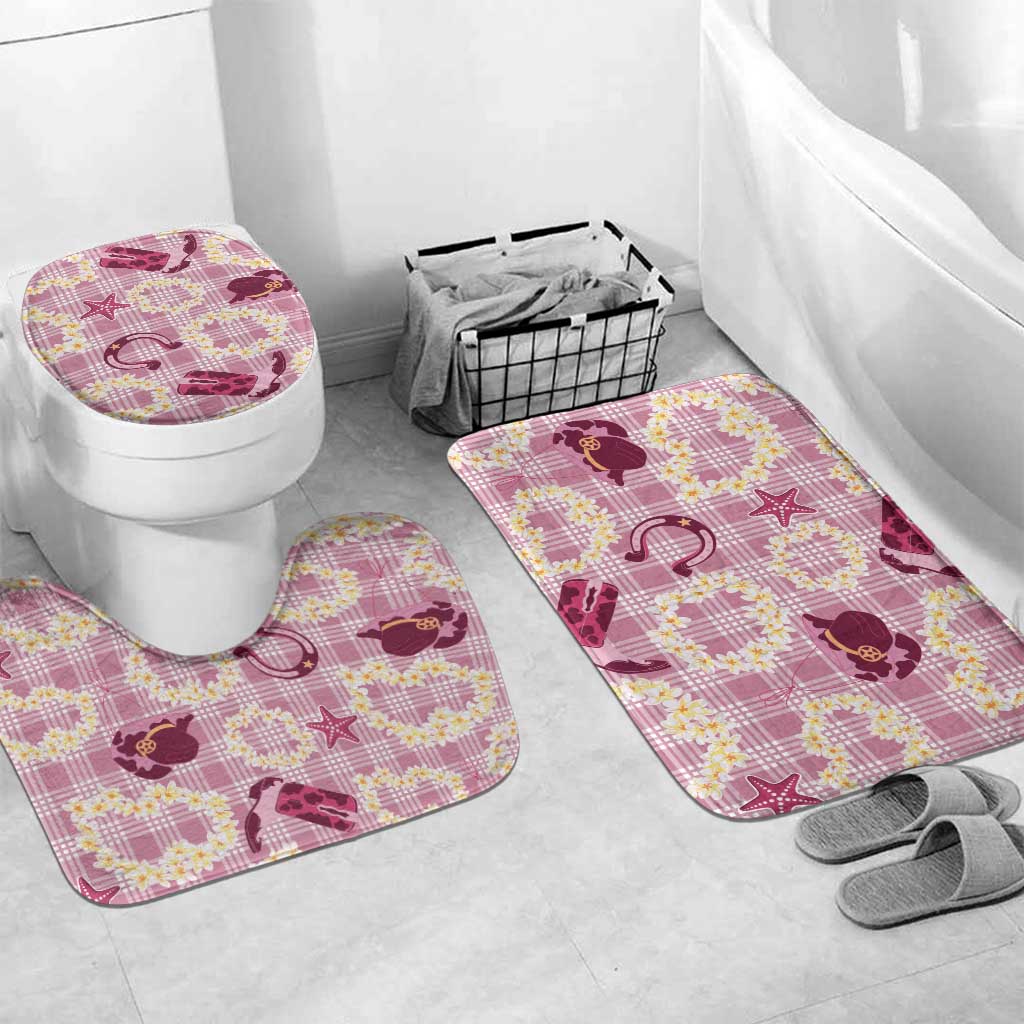 Aloha Hawaii Paniolo Lokelani Rose Palaka Bathroom Set Coastal Rodeo LT7 Mat Set Only (3 pcs) One Size Rose Pink - Polynesian Pride