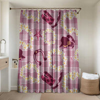 Aloha Hawaii Paniolo Lokelani Rose Palaka Bathroom Set Coastal Rodeo LT7 Shower Curtain Only Rose Pink - Polynesian Pride