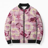 Aloha Hawaii Paniolo Lokelani Rose Palaka Bomber Puffer Jacket Coastal Rodeo LT7 Unisex Rose Pink - Polynesian Pride