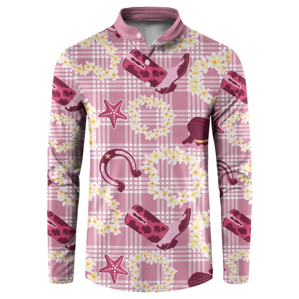 Aloha Hawaii Paniolo Lokelani Rose Palaka Button Sweatshirt Coastal Rodeo LT7 Rose Pink - Polynesian Pride
