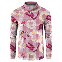 Aloha Hawaii Paniolo Lokelani Rose Palaka Button Sweatshirt Coastal Rodeo LT7 Rose Pink - Polynesian Pride