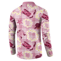 Aloha Hawaii Paniolo Lokelani Rose Palaka Button Sweatshirt Coastal Rodeo LT7 - Polynesian Pride