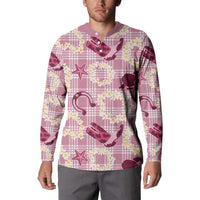 Aloha Hawaii Paniolo Lokelani Rose Palaka Button Sweatshirt Coastal Rodeo LT7 - Polynesian Pride