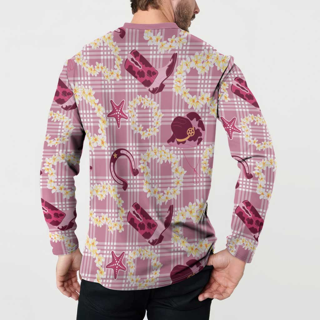 Aloha Hawaii Paniolo Lokelani Rose Palaka Button Sweatshirt Coastal Rodeo LT7 - Polynesian Pride