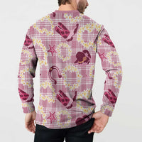 Aloha Hawaii Paniolo Lokelani Rose Palaka Button Sweatshirt Coastal Rodeo LT7 - Polynesian Pride