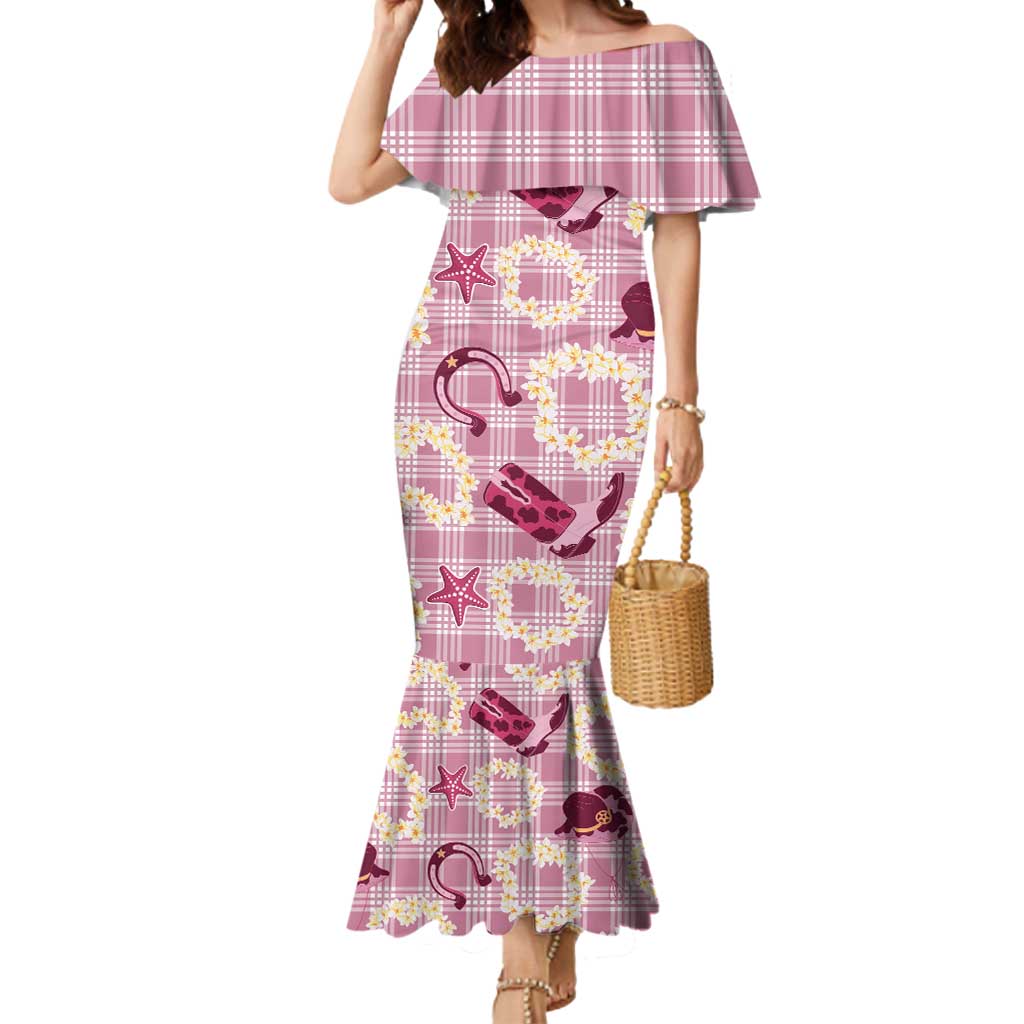 Aloha Hawaii Paniolo Lokelani Rose Palaka Mermaid Dress Coastal Rodeo LT7 Women Rose Pink - Polynesian Pride