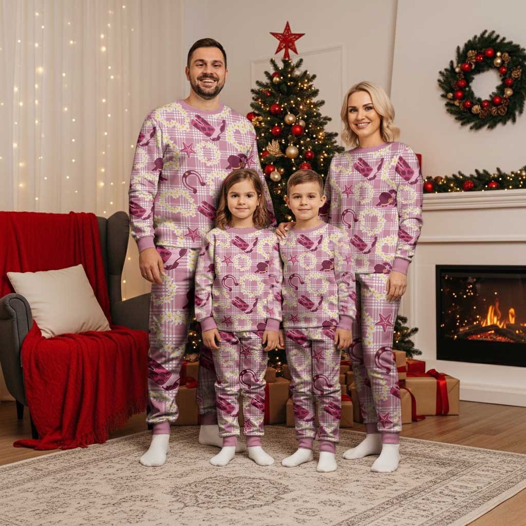 Aloha Hawaii Paniolo Lokelani Rose Palaka Christmas Pajama Set Coastal Rodeo LT7 - Polynesian Pride