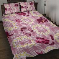 Aloha Hawaii Paniolo Lokelani Rose Palaka Quilt Bed Set Coastal Rodeo LT7 Rose Pink - Polynesian Pride