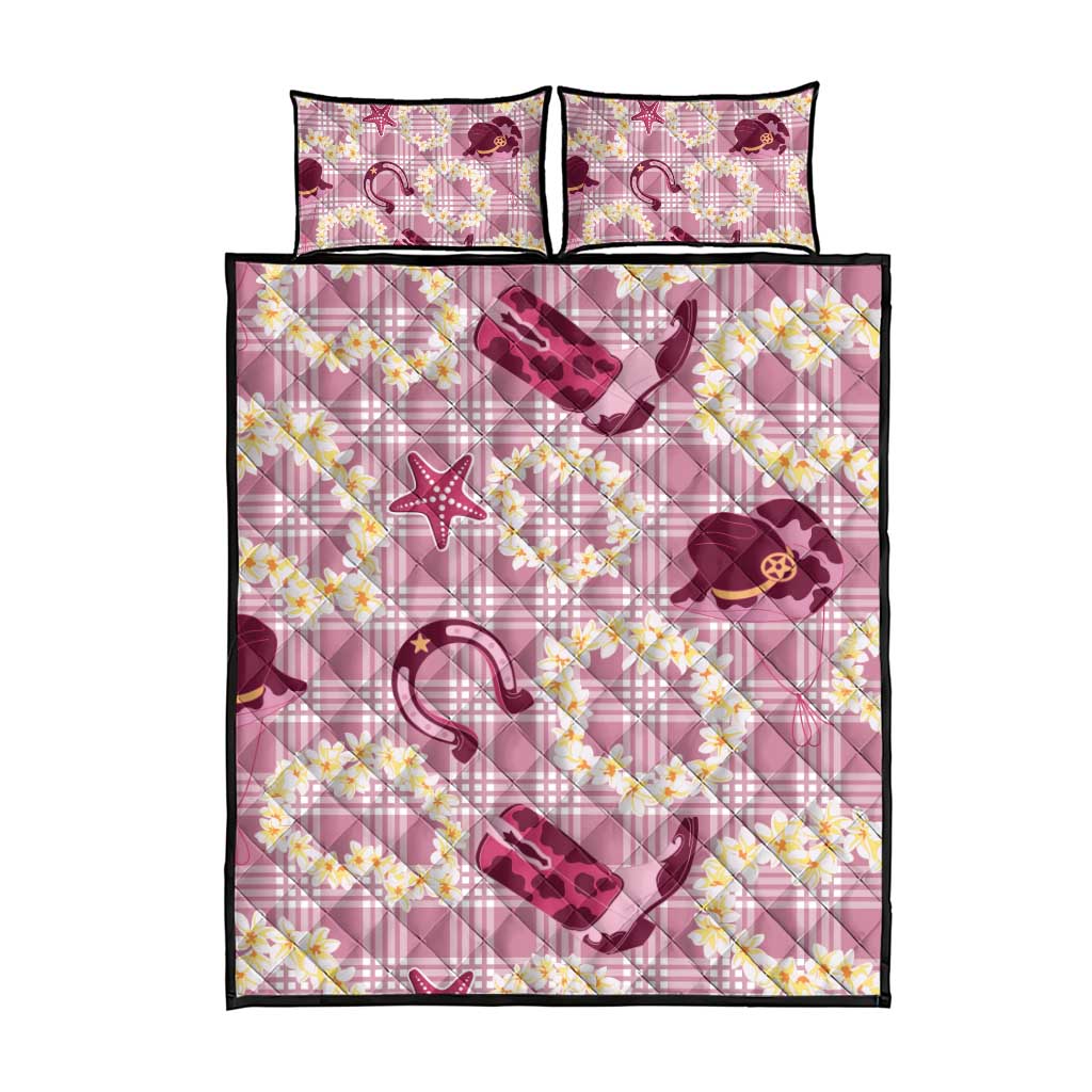 Aloha Hawaii Paniolo Lokelani Rose Palaka Quilt Bed Set Coastal Rodeo LT7 - Polynesian Pride