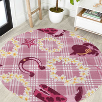 Aloha Hawaii Paniolo Lokelani Rose Palaka Round Carpet Coastal Rodeo LT7 Rose Pink - Polynesian Pride