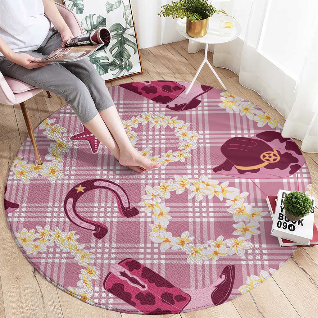 Aloha Hawaii Paniolo Lokelani Rose Palaka Round Carpet Coastal Rodeo LT7 - Polynesian Pride