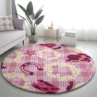 Aloha Hawaii Paniolo Lokelani Rose Palaka Round Carpet Coastal Rodeo LT7 - Polynesian Pride