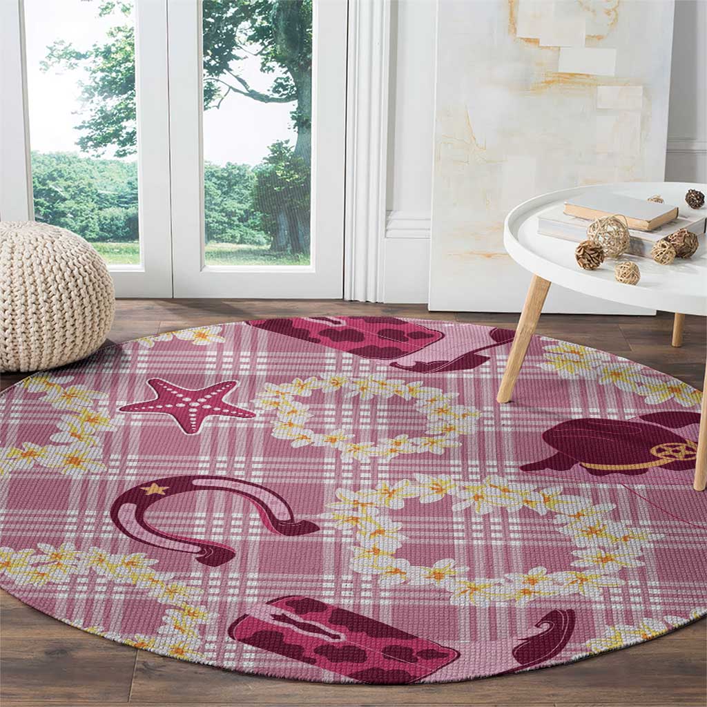 Aloha Hawaii Paniolo Lokelani Rose Palaka Round Carpet Coastal Rodeo LT7 - Polynesian Pride