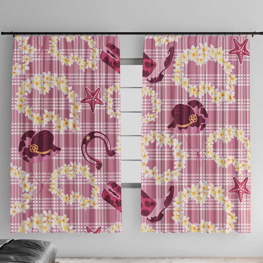 Aloha Hawaii Paniolo Lokelani Rose Palaka Window Curtain Coastal Rodeo LT7 With Hooks Rose Pink - Polynesian Pride