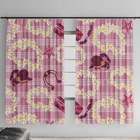 Aloha Hawaii Paniolo Lokelani Rose Palaka Window Curtain Coastal Rodeo LT7 With Hooks Rose Pink - Polynesian Pride