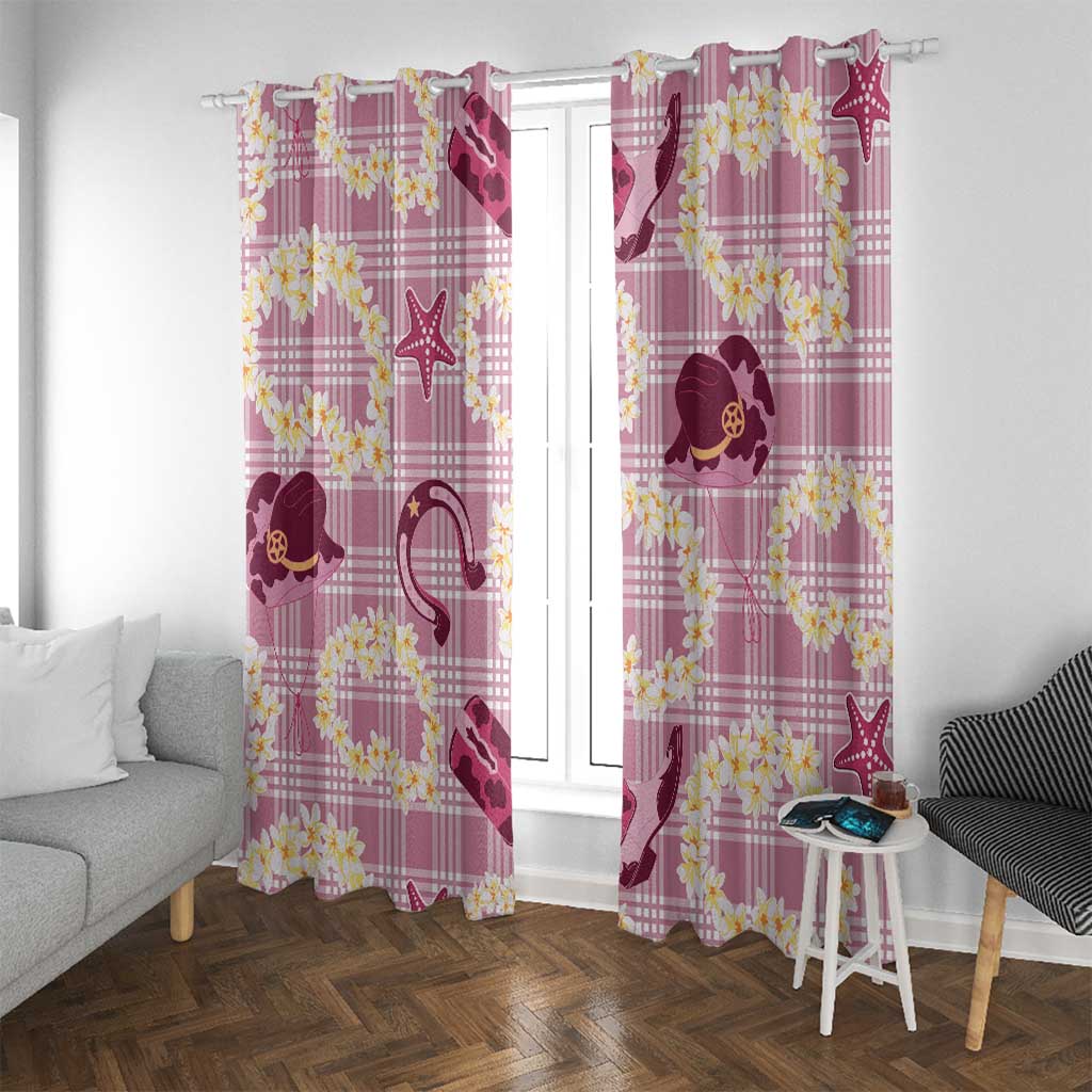 Aloha Hawaii Paniolo Lokelani Rose Palaka Window Curtain Coastal Rodeo LT7 With Grommets Rose Pink - Polynesian Pride