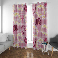 Aloha Hawaii Paniolo Lokelani Rose Palaka Window Curtain Coastal Rodeo LT7 With Grommets Rose Pink - Polynesian Pride
