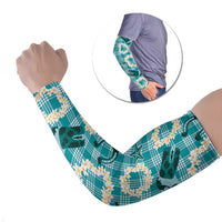 Aloha Hawaii Paniolo Teal Palaka Arm Sleeves Coastal Rodeo LT7 Set of 2 Teal - Polynesian Pride