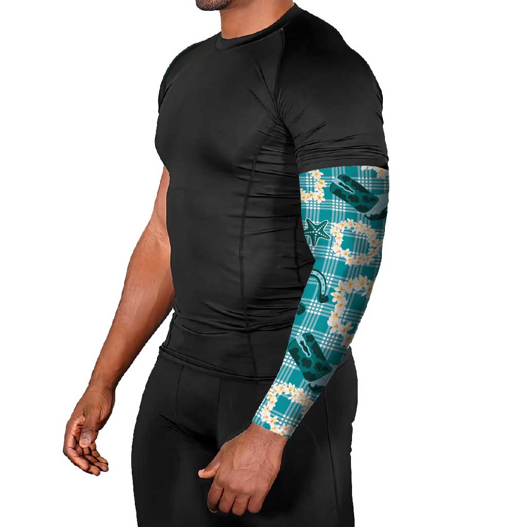 Aloha Hawaii Paniolo Teal Palaka Arm Sleeves Coastal Rodeo LT7 - Polynesian Pride