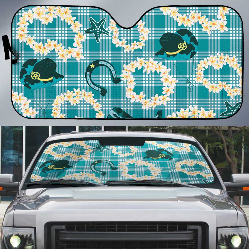 Aloha Hawaii Paniolo Teal Palaka Auto Sun Shade Coastal Rodeo LT7 Teal - Polynesian Pride