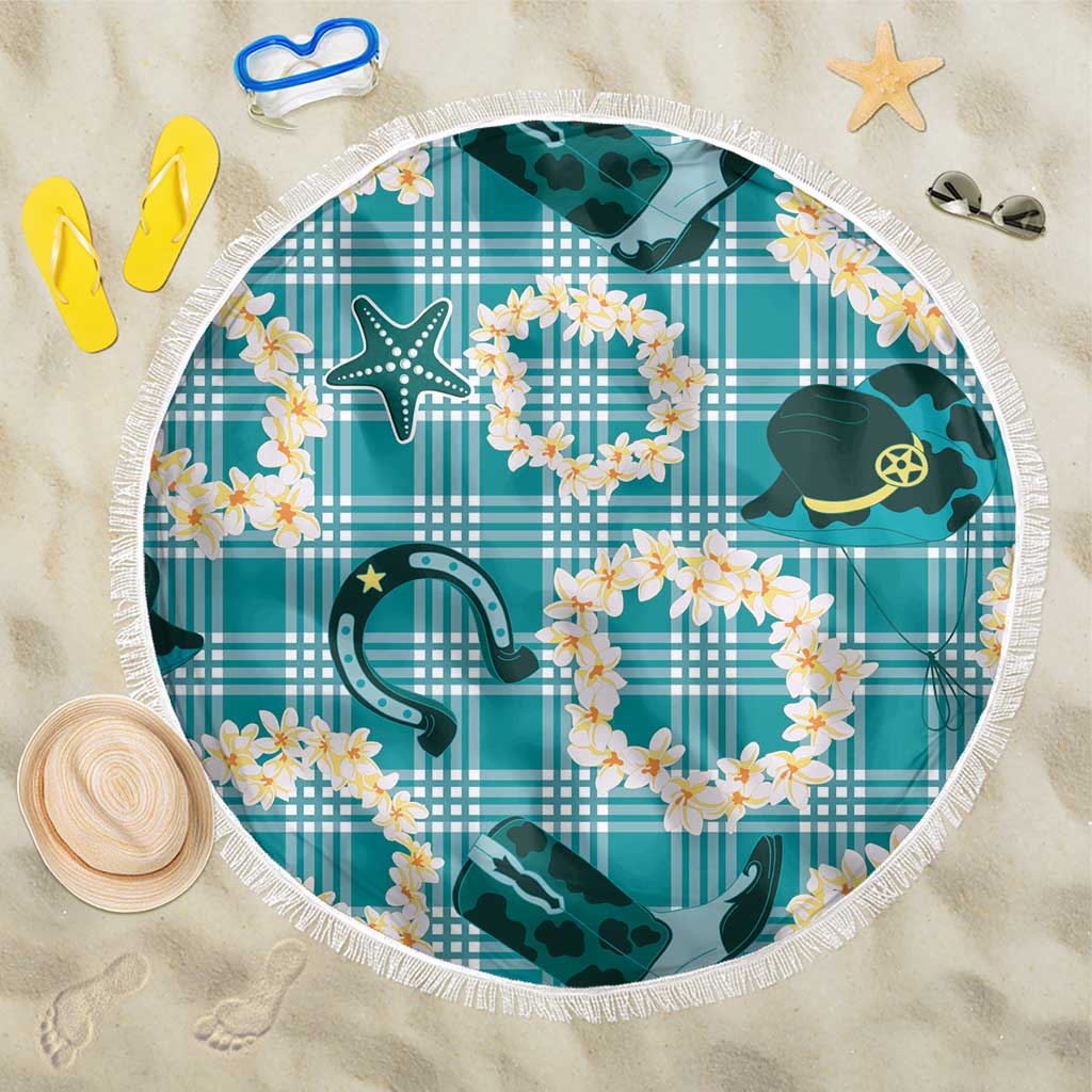Aloha Hawaii Paniolo Teal Palaka Beach Blanket Coastal Rodeo LT7 One Size 150cm Teal - Polynesian Pride